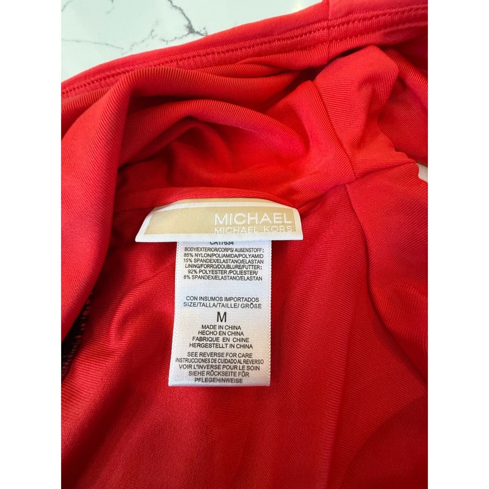 MICHAEL Michael Kors Striped Bikini Top Size M Red Navy Short Sleeve‎ Swim - Picture 4 of 4